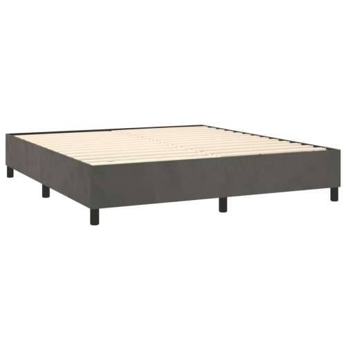 Krevet box spring s madracem LED tamnosivi 160x200 cm baršun - Tamno siva 160 x 200 cm gumbi Cijena