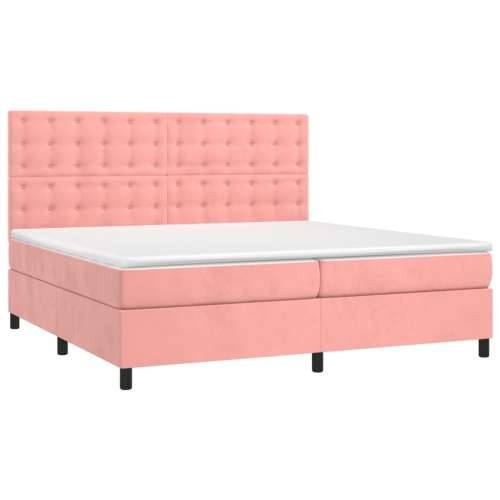 Krevet box spring s madracem LED ružičasti 200x200cm baršunasti - Ružičasta 200 x 200 cm gumbi Cijena