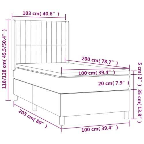 Krevet box spring s madracem LED crni 100x200 cm od tkanine - Crna 100 x 200 cm Okomite pruge Cijena