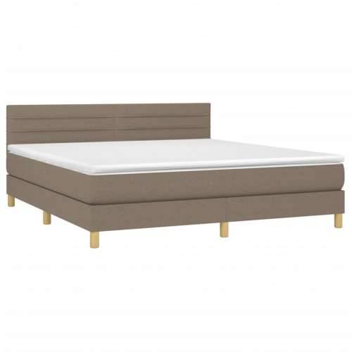 Krevet box spring s madracem LED smeđesivi 160x200 cm tkanina - Sivo-smeđa 160 x 200 cm vodoravne pruge Cijena