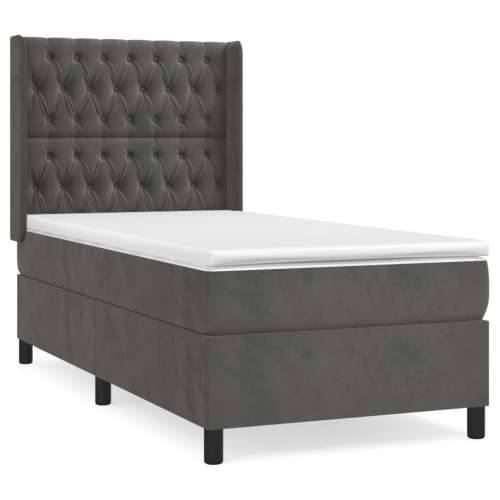 Box spring krevet s madracem tamnosivi 90x200 cm baršunasti Tamno siva 90 x 200 cm Dizajn s gumbima Cijena