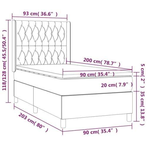 Box spring krevet s madracem tamnosivi 90x200 cm baršunasti Tamno siva 90 x 200 cm Dizajn s gumbima Cijena