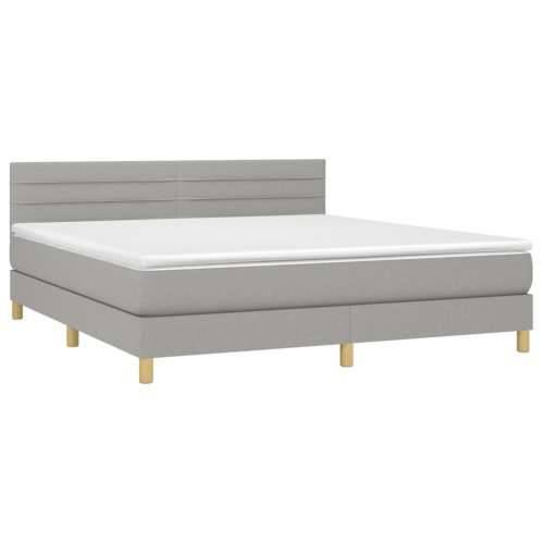 Krevet box spring s madracem LED svjetlosivi 160x200 cm tkanina - Svjetlosiva 160 x 200 cm vodoravne pruge Cijena