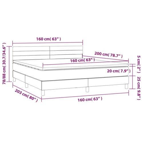 Krevet box spring s madracem LED svjetlosivi 160x200 cm tkanina - Svjetlosiva 160 x 200 cm vodoravne pruge Cijena