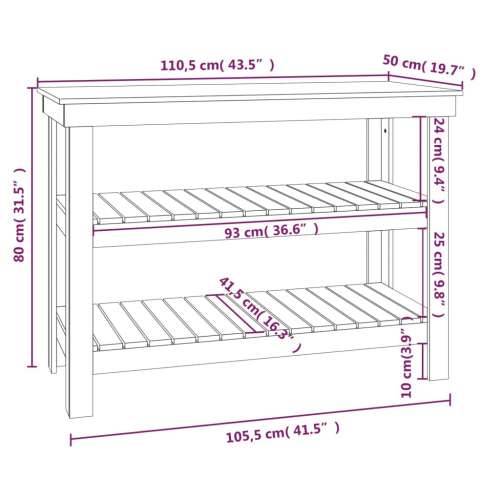 Radni stol 110,5 x 50 x 80 cm od masivne borovine Cijena