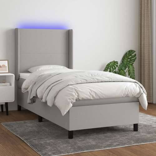 Krevet box spring s madracem LED svjetlosivi 90x200 cm tkanina - Svjetlosiva 90 x 200 cm Gladak dizajn Cijena