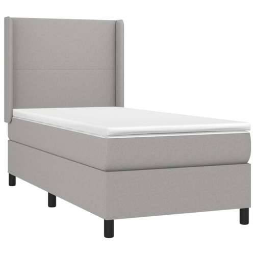 Krevet box spring s madracem LED svjetlosivi 90x200 cm tkanina - Svjetlosiva 90 x 200 cm Gladak dizajn Cijena