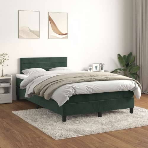 Box spring krevet s madracem tamnozeleni 120x200 cm baršunasti - Tamnozelena 120 x 200 cm vodoravne pruge Cijena