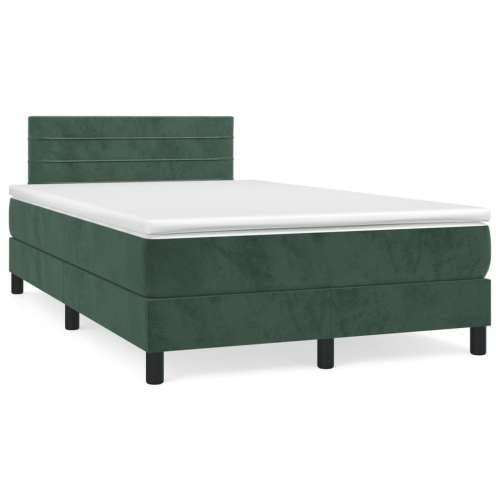 Box spring krevet s madracem tamnozeleni 120x200 cm baršunasti - Tamnozelena 120 x 200 cm vodoravne pruge Cijena