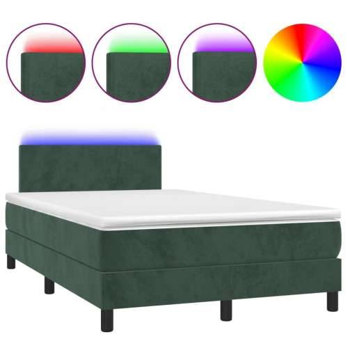 Krevet box spring s madracem LED tamnozeleni 120x200 cm baršun - Tamnozelena 120 x 200 cm Gladak dizajn Cijena