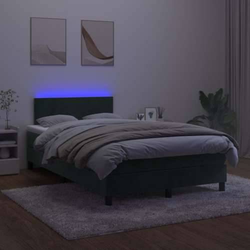 Krevet box spring s madracem LED tamnozeleni 120x200 cm baršun - Tamnozelena 120 x 200 cm Gladak dizajn Cijena