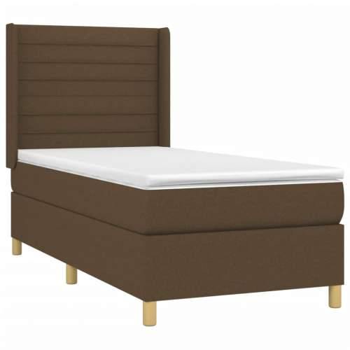 Krevet box spring s madracem LED tamnosmeđi 80 x 200 cm tkanina - Tamno smeđa 80 x 200 cm vodoravne pruge Cijena