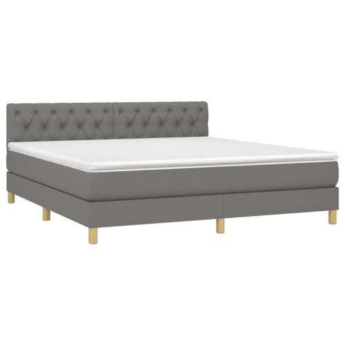 Krevet box spring s madracem LED tamnosivi 160x200 cm tkanina - Tamno siva 160 x 200 cm Dizajn s gumbima Cijena