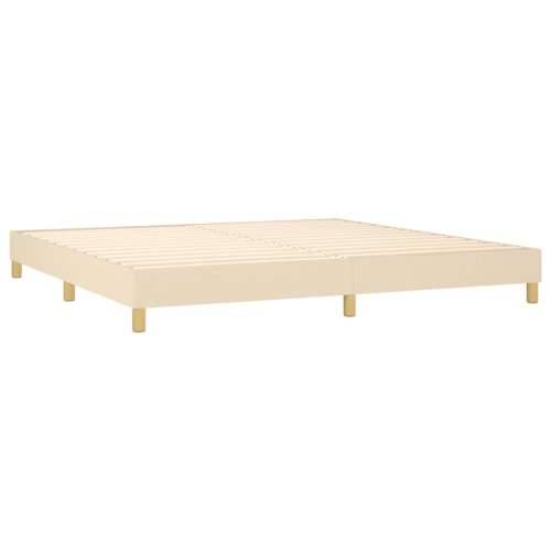 Krevet box spring s madracem LED krem 200x200 cm od tkanine - Krema 200 x 200 cm Blok s kvadratima Cijena