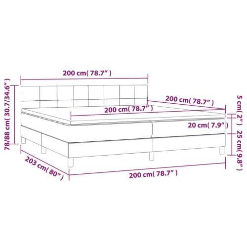 Krevet box spring s madracem LED krem 200x200 cm od tkanine - Krema 200 x 200 cm Blok s kvadratima Cijena