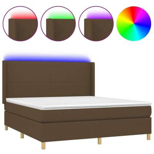 Krevet box spring s madracem LED tamnosmeđi 160x200 cm tkanina - Tamno smeđa 160 x 200 cm Gladak dizajn Cijena