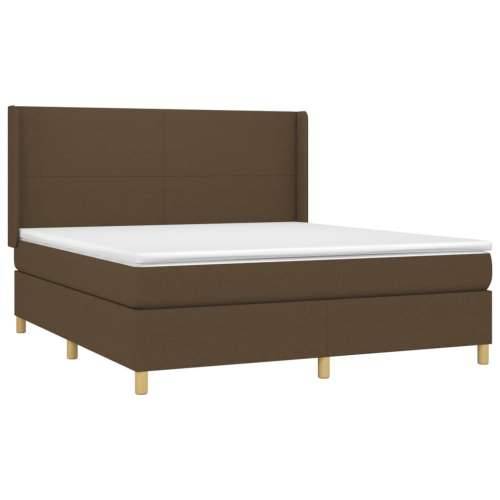Krevet box spring s madracem LED tamnosmeđi 160x200 cm tkanina - Tamno smeđa 160 x 200 cm Gladak dizajn Cijena