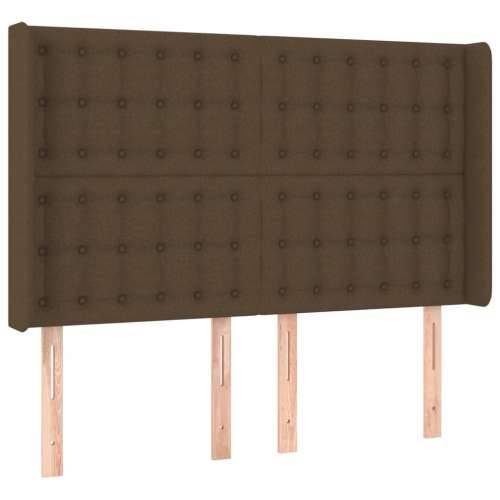 Krevet box spring s madracem LED tamnosmeđi 140x200 cm tkanina - Tamno smeđa 140 x 200 cm gumbi Cijena