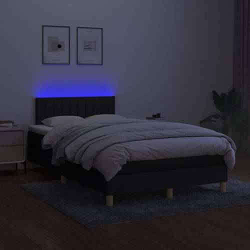 Krevet box spring s madracem LED crni 120 x 200 cm od tkanine - Crna 120 x 200 cm Okomite pruge Cijena