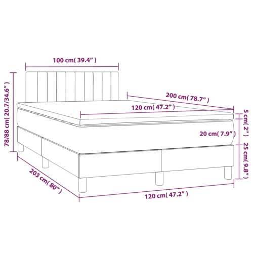 Krevet box spring s madracem LED crni 120 x 200 cm od tkanine - Crna 120 x 200 cm Okomite pruge Cijena