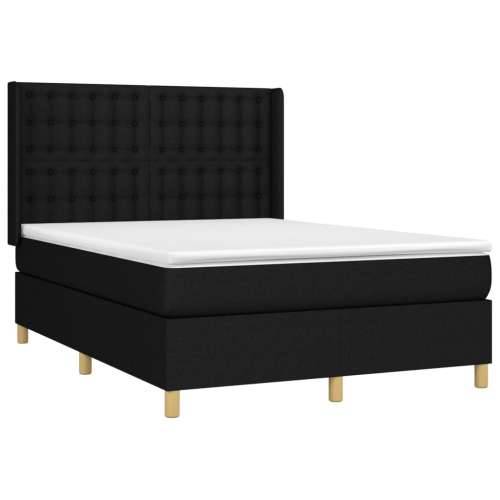 Krevet box spring s madracem LED crni 140x200 cm od tkanine - Crna 140 x 200 cm gumbi Cijena