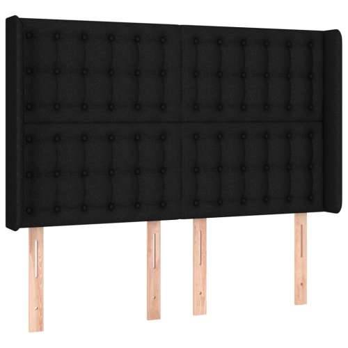 Krevet box spring s madracem LED crni 140x200 cm od tkanine - Crna 140 x 200 cm gumbi Cijena