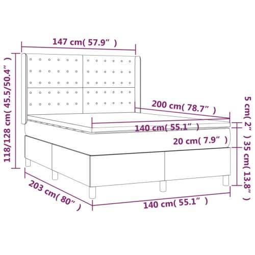 Krevet box spring s madracem LED crni 140x200 cm od tkanine - Crna 140 x 200 cm gumbi Cijena