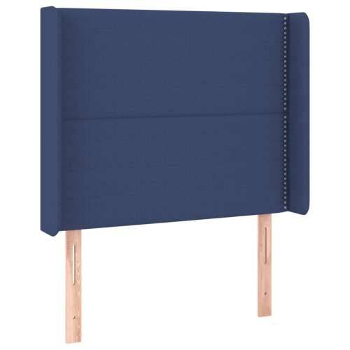 Krevet box spring s madracem LED plavi 90x200 cm od tkanine Plava 90 x 200 cm Obično s čavlima Cijena