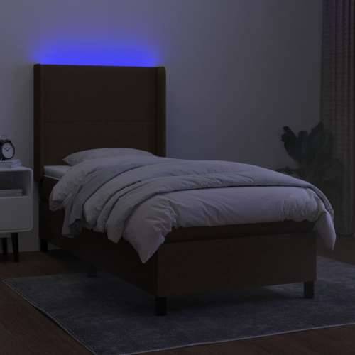 Krevet box spring s madracem LED tamnosmeđi 80 x 200 cm tkanina - Tamno smeđa 80 x 200 cm Gladak dizajn Cijena