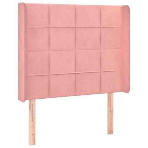Krevet box spring s madracem LED ružičasti 90x190 cm baršunasti - Ružičasta 90 x 190 cm Blok s kvadratima Cijena