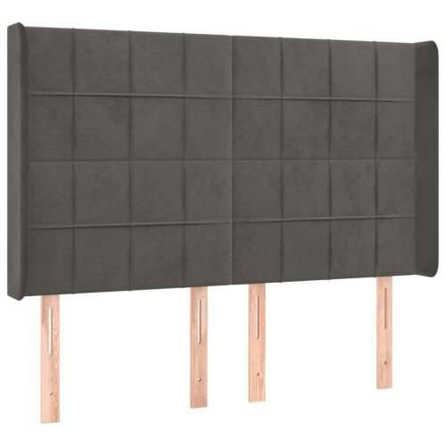 Krevet box spring s madracem LED tamnosivi 140x200 cm baršun - Tamno siva 140 x 200 cm Blok s kvadratima Cijena