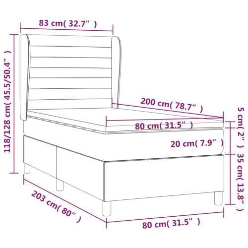 Okvir kreveta s oprugama i madrac tamnosivi 80x200cm od tkanine - Tamno siva 80 x 200 cm vodoravne pruge Cijena