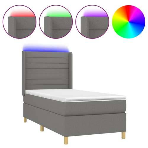 Krevet box spring s madracem LED tamnosivi 80 x 200 cm tkanina - Tamno siva 80 x 200 cm vodoravne pruge Cijena