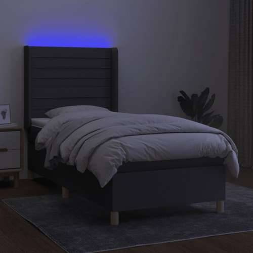 Krevet box spring s madracem LED tamnosivi 80 x 200 cm tkanina - Tamno siva 80 x 200 cm vodoravne pruge Cijena