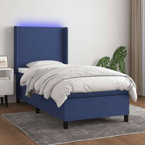 Krevet box spring s madracem LED plavi 90x190 cm od tkanine - Plava 90 x 190 cm Gladak dizajn Cijena