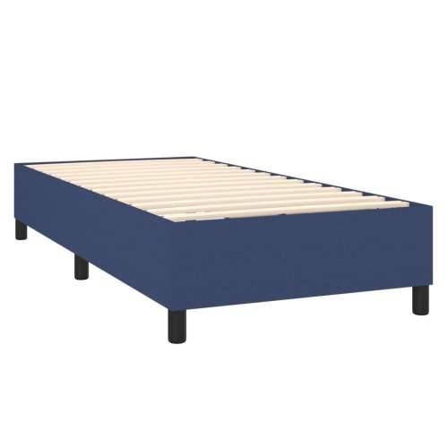 Krevet box spring s madracem LED plavi 90x200 cm od tkanine Plava 90 x 200 cm gumbi Cijena