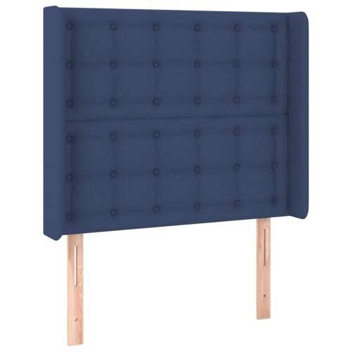 Krevet box spring s madracem LED plavi 90x200 cm od tkanine Plava 90 x 200 cm gumbi Cijena