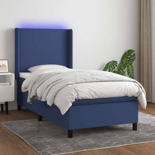 Krevet box spring s madracem LED plavi 90x200 cm od tkanine - Plava 90 x 200 cm Gladak dizajn Cijena