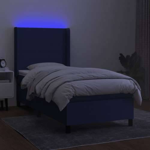 Krevet box spring s madracem LED plavi 90x200 cm od tkanine - Plava 90 x 200 cm Gladak dizajn Cijena