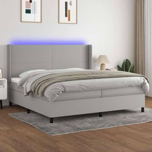Krevet box spring s madracem LED svjetlosivi 200x200 cm tkanina - Svjetlosiva 200 x 200 cm Gladak dizajn Cijena