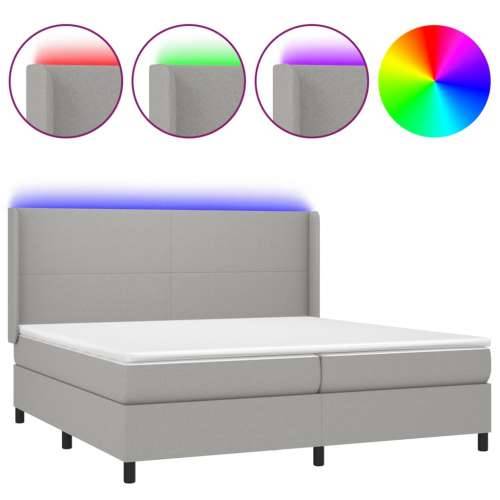 Krevet box spring s madracem LED svjetlosivi 200x200 cm tkanina - Svjetlosiva 200 x 200 cm Gladak dizajn Cijena