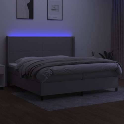 Krevet box spring s madracem LED svjetlosivi 200x200 cm tkanina - Svjetlosiva 200 x 200 cm Gladak dizajn Cijena
