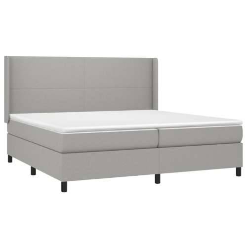 Krevet box spring s madracem LED svjetlosivi 200x200 cm tkanina - Svjetlosiva 200 x 200 cm Gladak dizajn Cijena