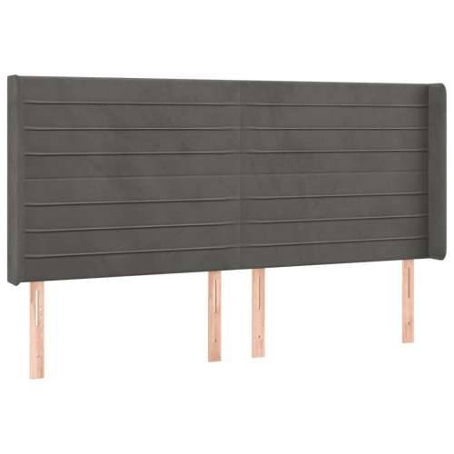Krevet box spring s madracem LED tamnosivi 200x200 cm baršun - Tamno siva 200 x 200 cm vodoravne pruge Cijena