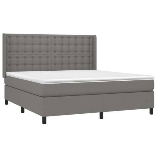 Krevet box spring s madracem LED tamnosivi 180x200 cm tkanina - Tamno siva 180 x 200 cm gumbi Cijena