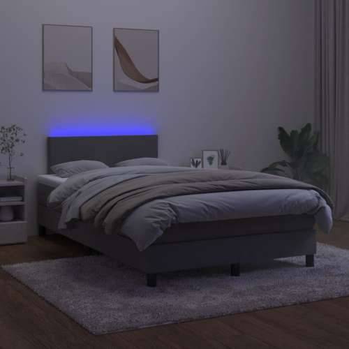 Krevet box spring s madracem LED tamnosivi 120 x 200 cm baršun - Tamno siva 120 x 200 cm Gladak dizajn Cijena