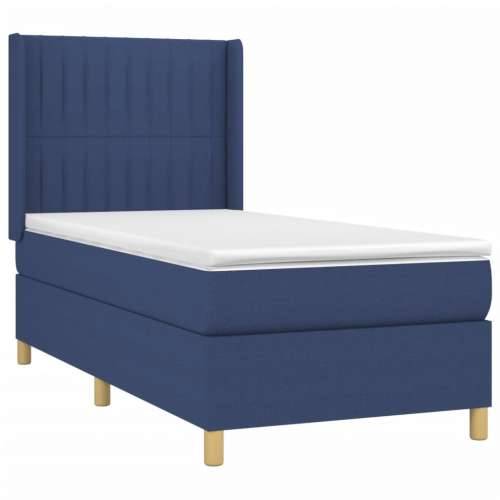 Krevet box spring s madracem LED plavi 90x200 cm od tkanine - Plava 90 x 200 cm Okomite pruge Cijena