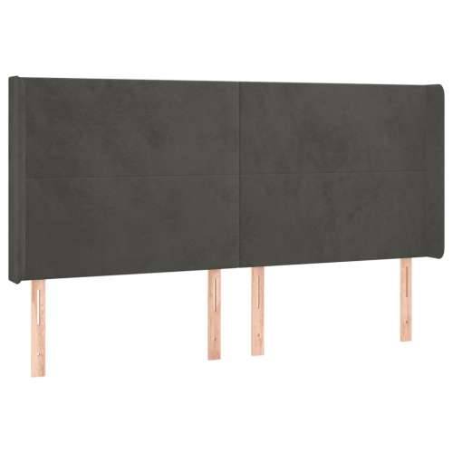Krevet box spring s madracem LED tamnosivi 180x200 cm baršun - Tamno siva 180 x 200 cm Gladak dizajn Cijena
