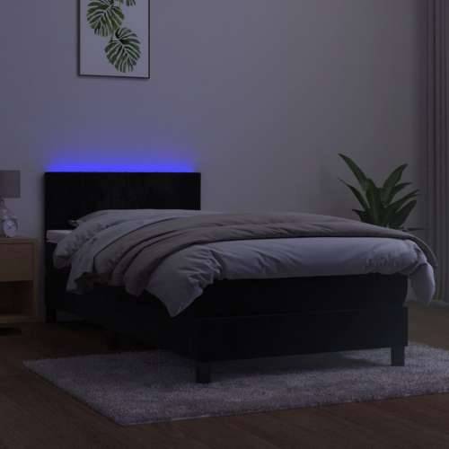 Krevet box spring s madracem LED crni 100x200 cm baršun - Crna 100 x 200 cm Okomite pruge Cijena