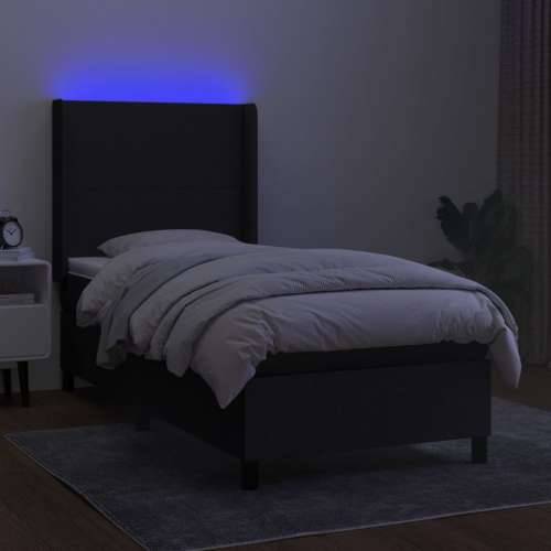 Krevet box spring s madracem LED crni 90x200 cm od tkanine - Crna 90 x 200 cm Gladak dizajn Cijena